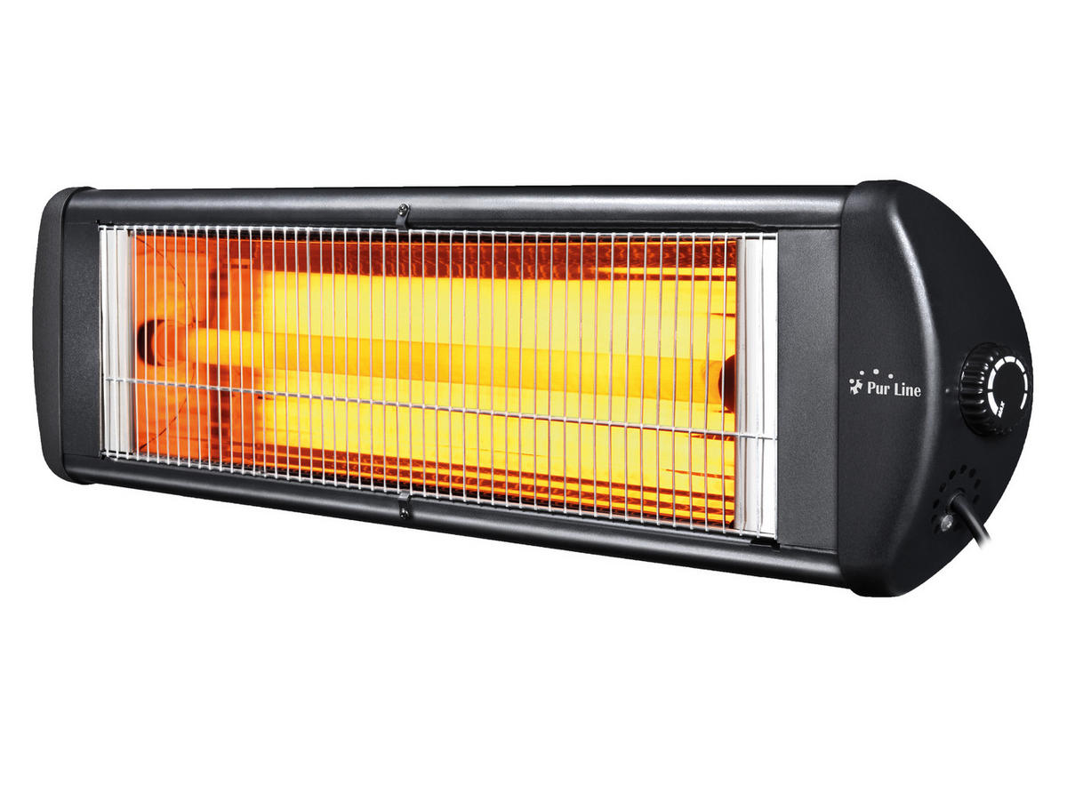 HALOGEN-HEIZUNG auf Standfuß Schwarz outdoortauglich und höhenverstellbar 2500 W - Schwarz, Kunststoff/Metall (84/130/11cm) - Purline