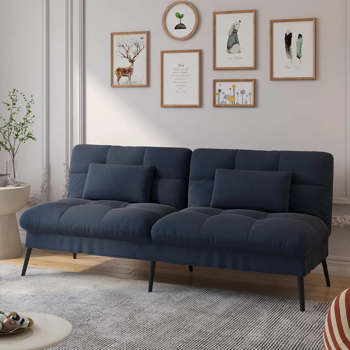SCHLAFSOFA 3-Sitzer Gästebett mit Stoffbezug, Blau - Blau, Textil (174/42/102cm) - Kaket