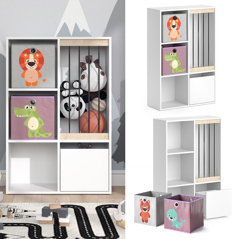 KINDERREGAL Luigi Weiß 72 x 107.8 cm mit 2 Faltboxen opt.3 - Weiß, Holzwerkstoff (29.2/107.8/72cm) - Vicco