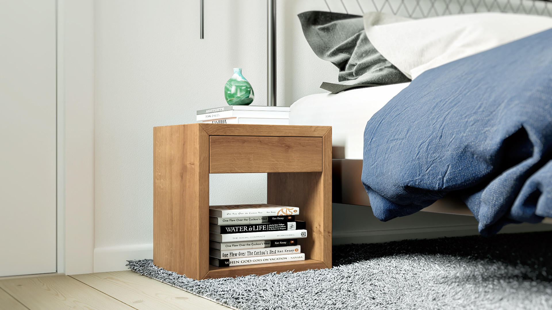 NACHTTISCH Hugo 2er Set, Eiche, 30/39/39 cm - Beige, Holz (39/39/30cm) - WOODEK