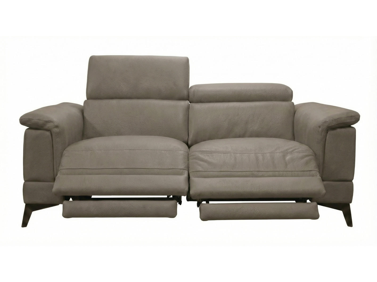3-SITZER Sofa Planet Echtleder mit 2 x Relaxfunktion Greige - Greige, Leder/Metall (200/80/110cm)