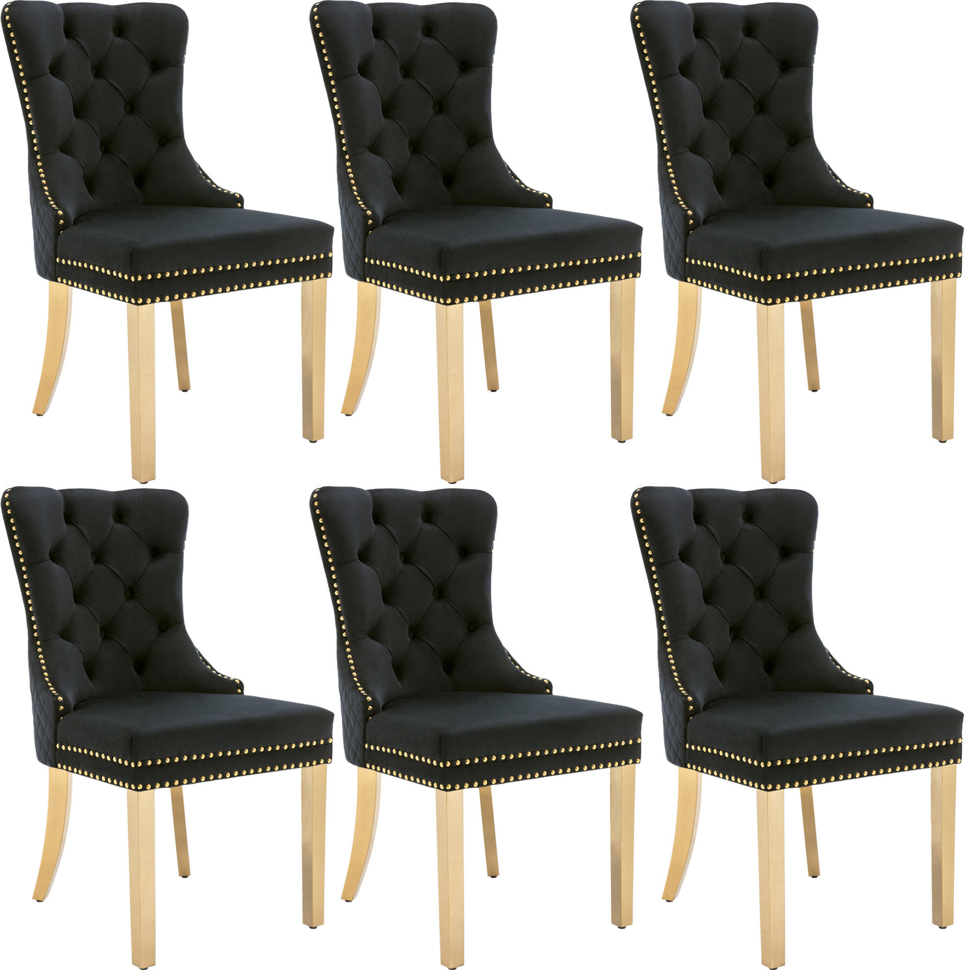ESSZIMMERSTUHL gepolstert 50,5 x 45 x 95 cm Samt Schwarz - Schwarz, Metall (45/95/50.7cm) - Meubliv