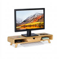MONITORSTÄNDER Natur Bambus mit Schublade - Hellbraun, Holz/Holzwerkstoff (20.5/62/13cm) - Relaxdays