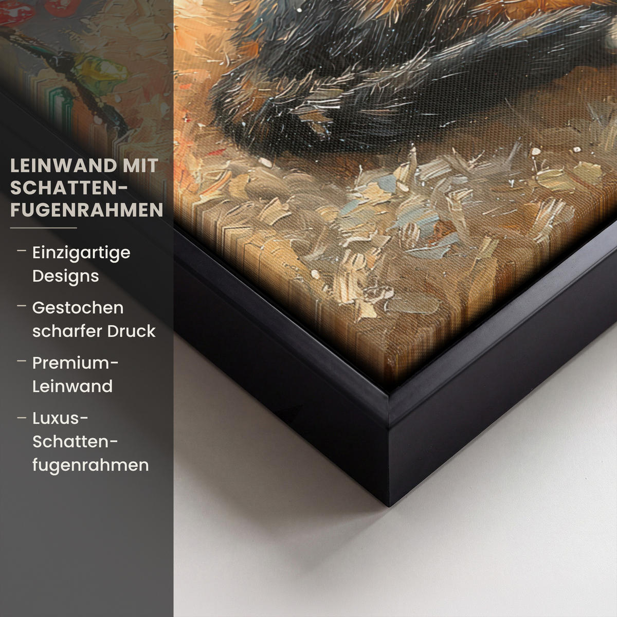 LEINWAND Bilder mit Rahmen - Katze - Weihnachten - Winter - Tier - 40x30 - Bernsteinfarben, Textil (40/30cm) - MuchoWow