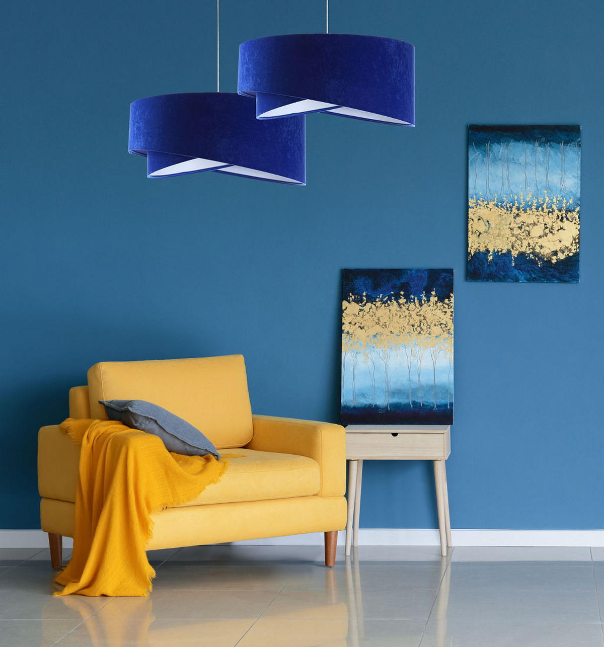 HÄNGELEUCHTE Blau 50/23 cm - Weiß, Kunststoff (50/1.3/23cm) - ONZENO