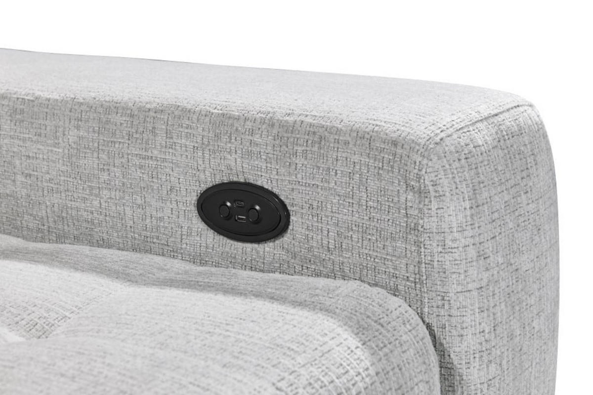 ECKSOFA mit elektronischem Sitzvorschub, Bettkasten und USB-Anschluss - Hellgrau/Schwarz, Textil/Metall (289/220cm) - ed exciting design