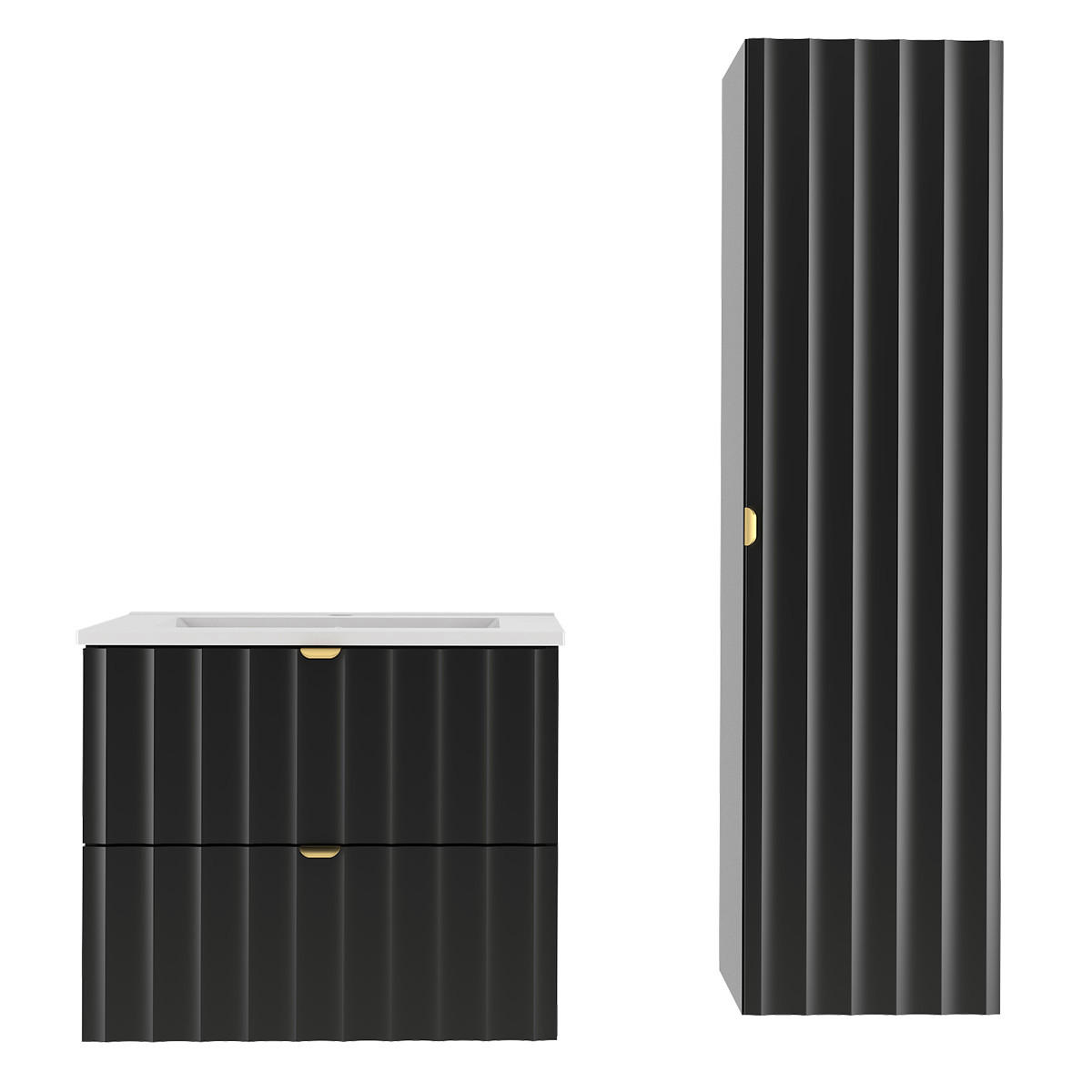 BADMÖBEL Lexa 2er-Set Schwarz - Schwarz, Holzwerkstoff (80/50/45.8cm) - Petits-meubles