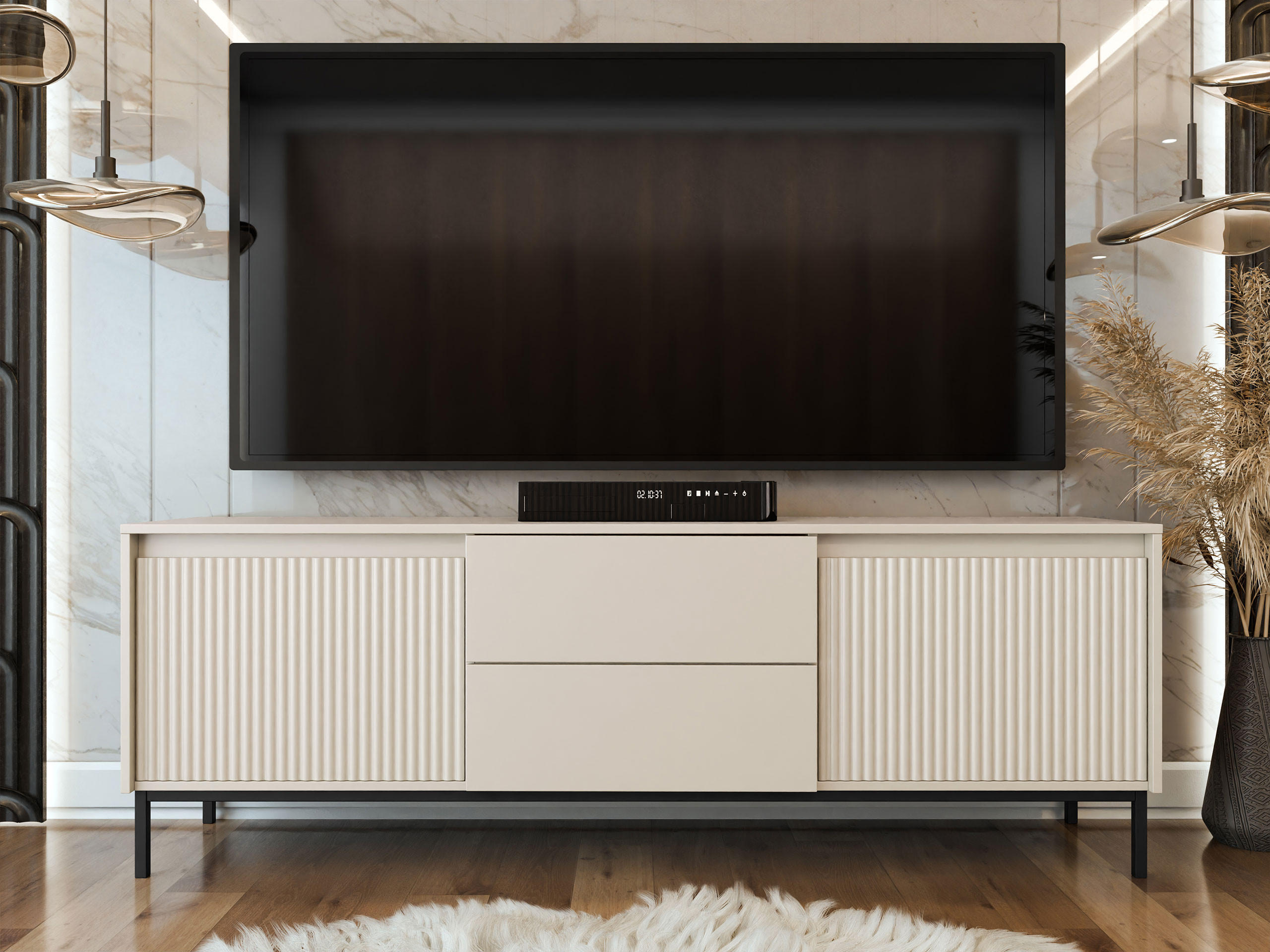 TV-ELEMENT Ozmi 2K2SZ - Kaschmir/Schwarz, Holzwerkstoff/Metall (174/60/40cm) - MIRJAN24