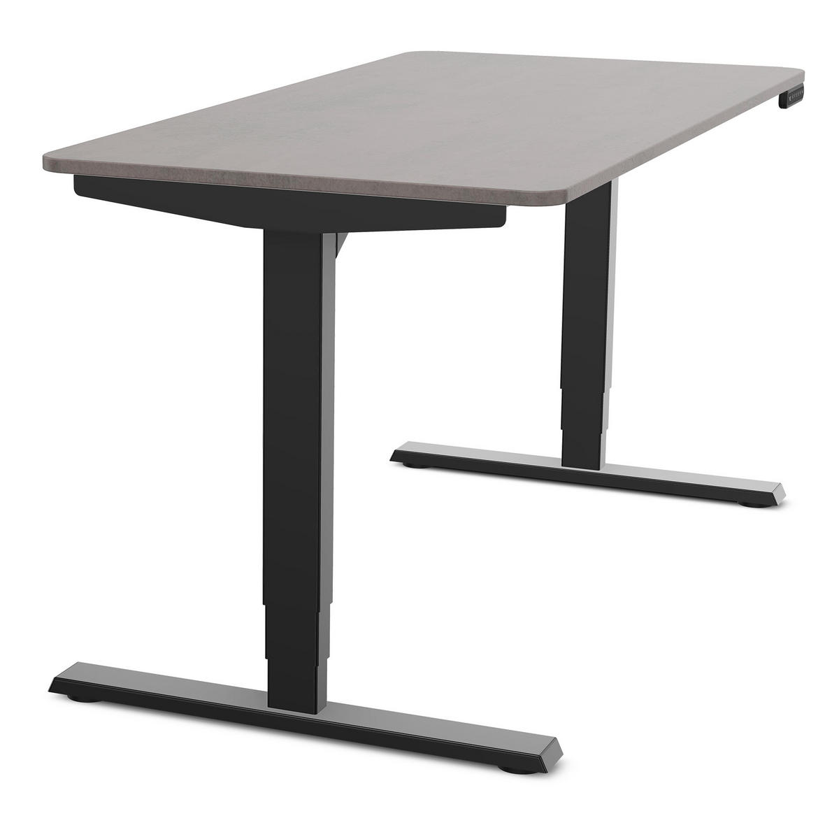 SCHREIBTISCH Elektrisch höhenverstellbarer Schreibtisch Y-Line Curved Sichtbeton Anthrazit Schwarz 140/70/62-127cm - Schieferfarben/Schwarz, Holzwerkstoff/Metall (70/140/127cm) - ASSMANN