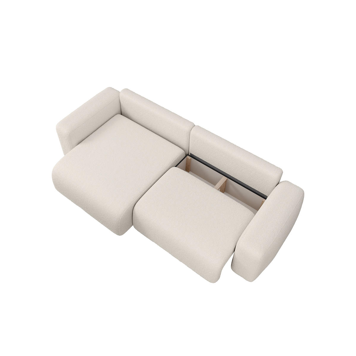 ECKSOFA TALW L MINI mit Schlaffunktion, Weiß - Weiß, Textil (257/148cm) - Fedve