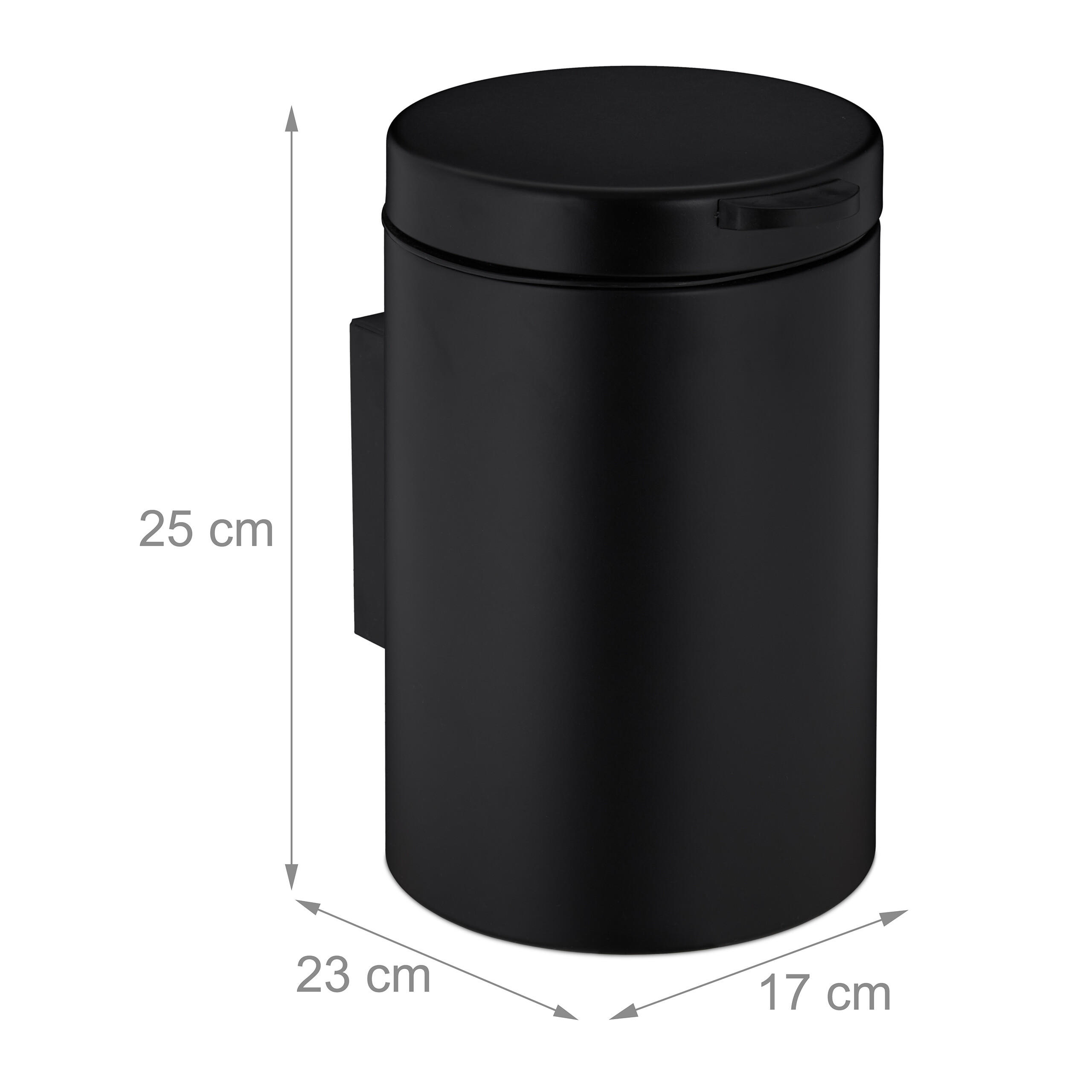 Thumbnail - Relaxdays Kosmetikeimer, Schwarz, Metall, Rund, 17x25x23 cm, Badaccessoires, Waschplatzzubehör, Kosmetik- & Abfalleimer