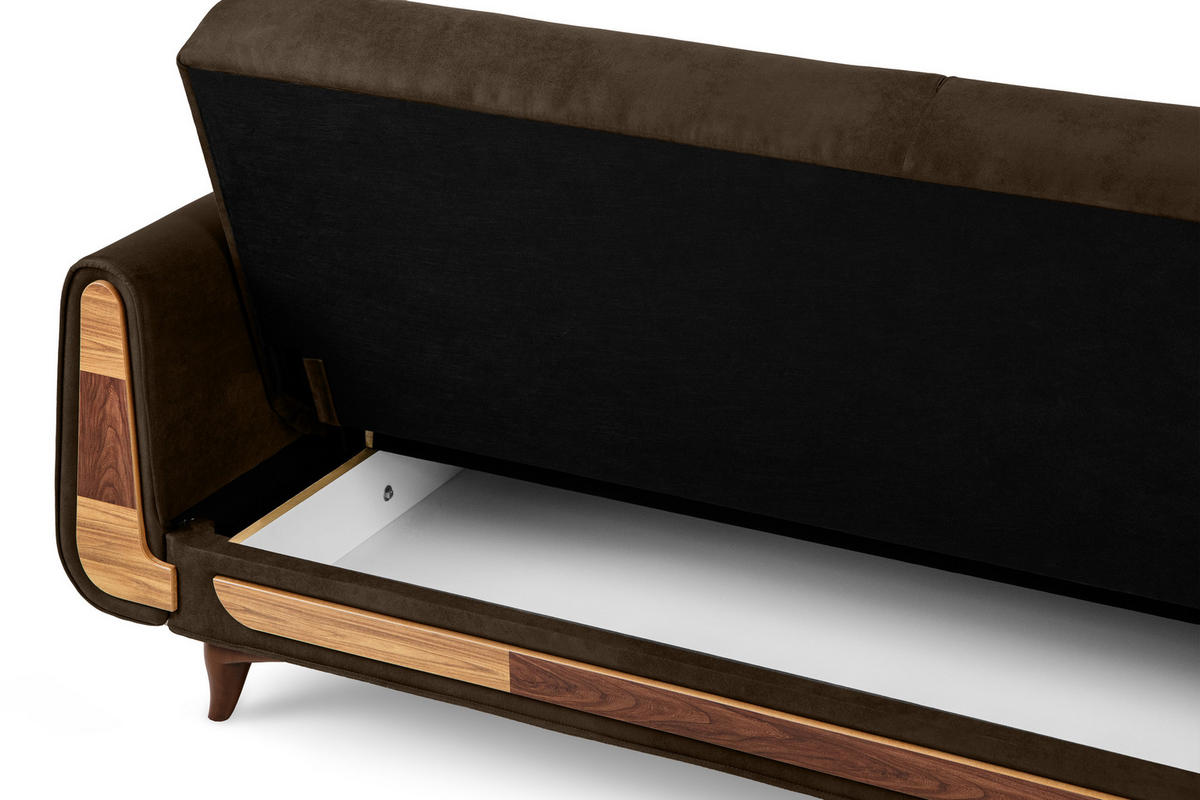 3-SITZER-SCHLAFSOFA GUSTAVO II mit Armlehnen, Braun - Braun, Holz/Holzwerkstoff (230/98/98cm) - KONSIMO®