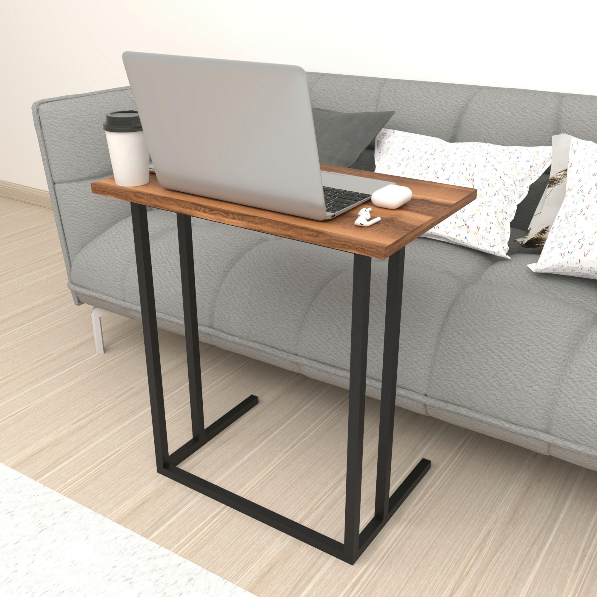 Thumbnail - [en.casa] Laptoptisch, Walnuss, Holzwerkstoff, 60x66x36 cm, Wohnzimmer, Wohnzimmertische, Beistelltische
