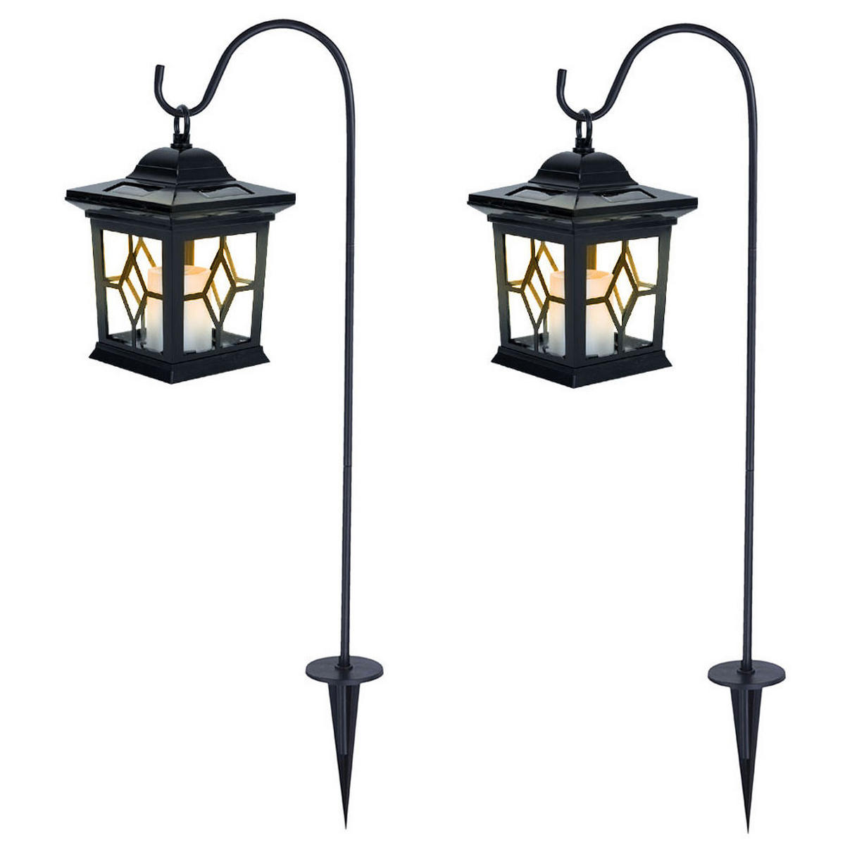 LED AUßENLEUCHTE Solarlaterne Schwarz - Schwarz, Metall (21/14.3/68cm) - Globo Lighting