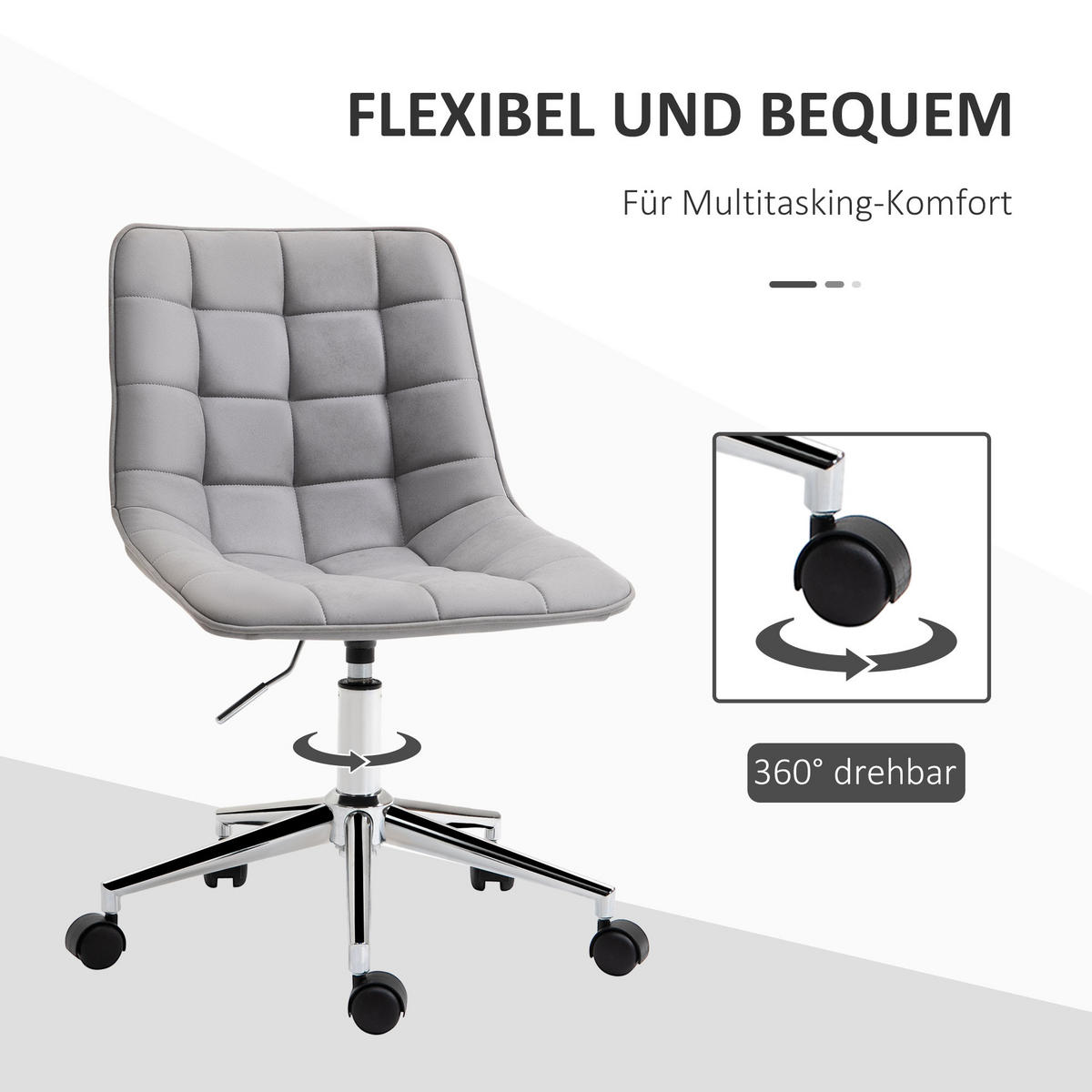 BÜROSTUHL Schreibtischstuhl höhenverstellbar 360° drehbar Mikrofaser Hellgrau - Hellgrau, Kunststoff (60/90/60cm) - Vinsetto