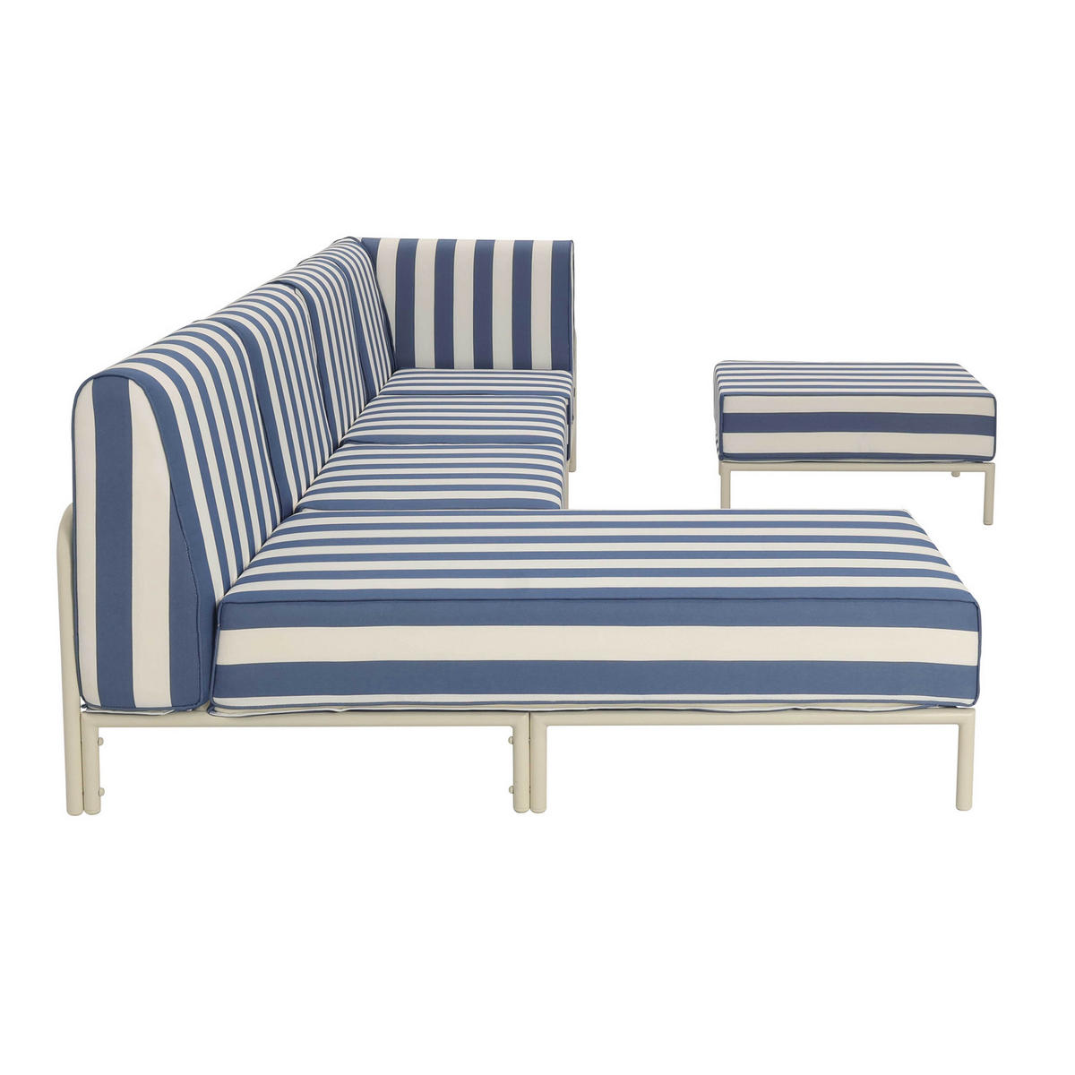 GARTENSOFA mit 5 Sitzplätzen, Blau - Blau, Textil - Oviala