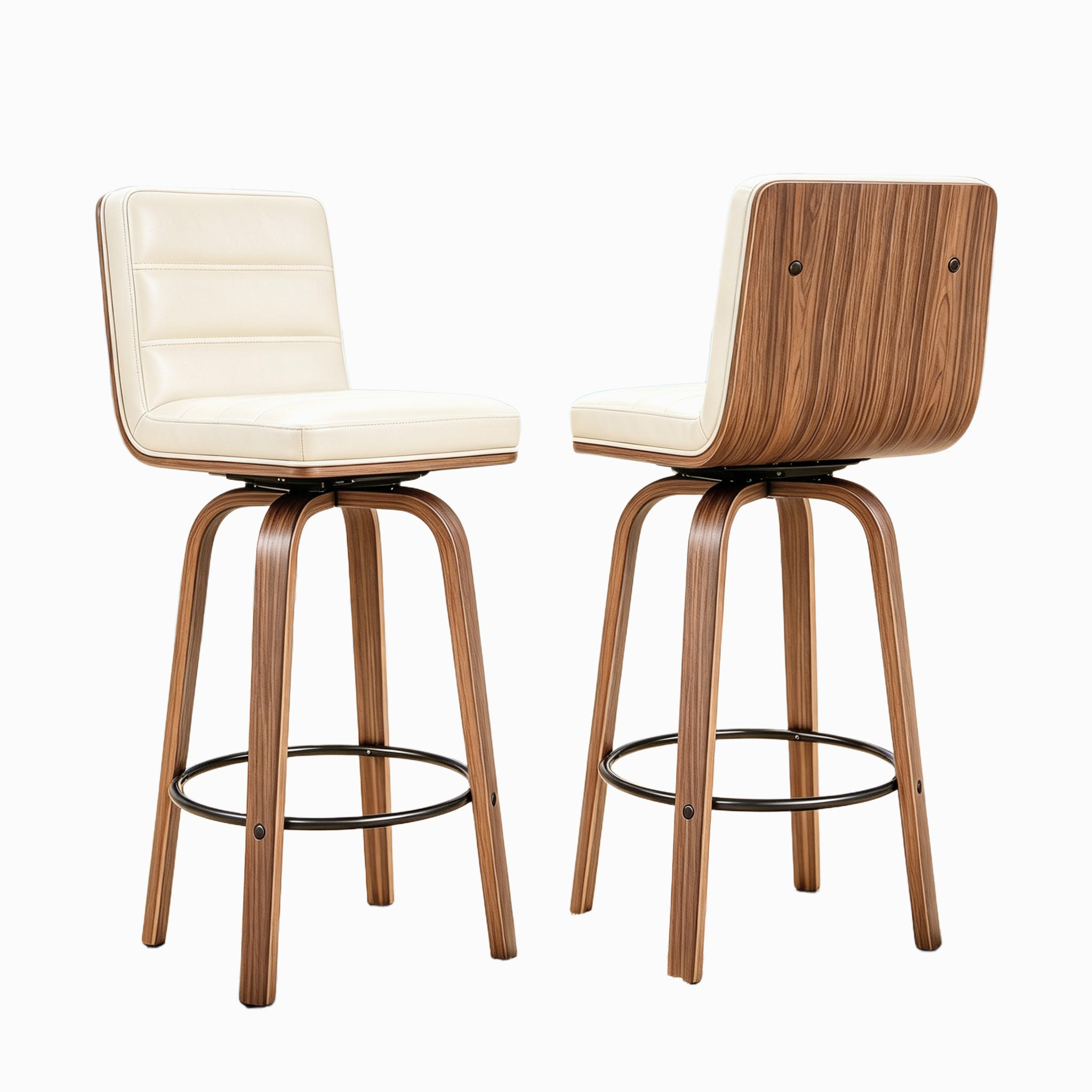 BARHOCKER DE-36437 mit geschwungenen Holzbeinen Creme - Creme, Holz (48/90/40cm) - ComfortXL