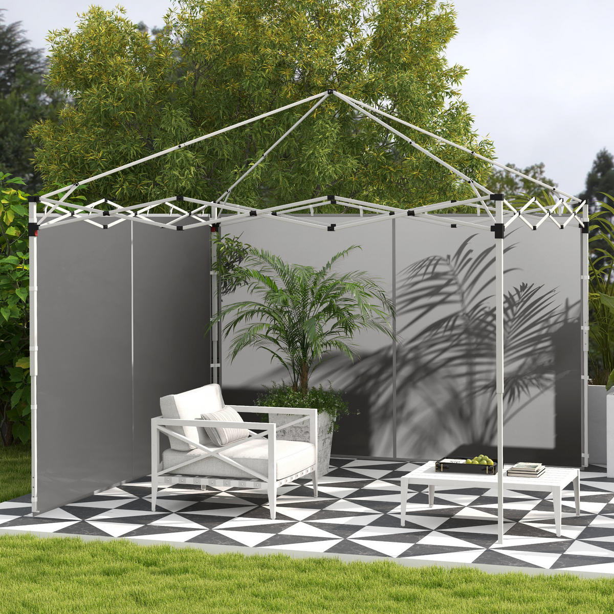 SEITENWÄNDE DE-12619 295/195 cm 2er-Set für 3x3/3x6 m Grau - Grau, Textil (1/195/295cm) - ComfortXL