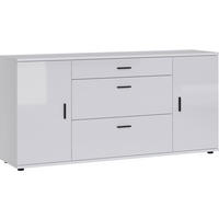 KOMMODE Henley weiß / weiß Hochglanz 180 / 43,5 / 86cm - Weiß Hochglanz/Schwarz, Holz/Holzwerkstoff (180/86/43.5cm) - Feldmann-Wohnen