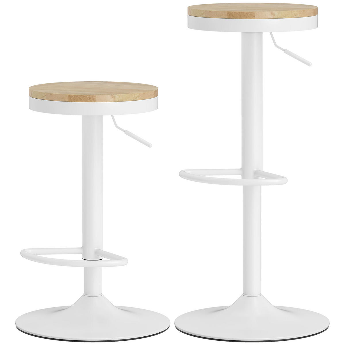 BARHOCKER 2er-Set DE-08040 höhenverstellbar, 360° drehbar Weiß - Naturfarben/Weiß, Holzwerkstoff (38.5/80/38.5cm) - ComfortXL