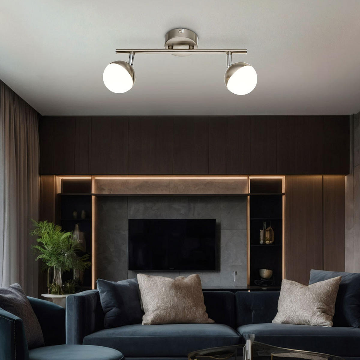 LED DECKENLEUCHTE Chrom Silber Acryl - Silberfarben, Metall (31.5/8/16.5cm) - Globo Lighting