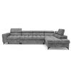 ECKSOFA PUDDING MAXI L Rechts mit Schlaffunktion 125x195 Velours Grau - Schwarz/Grau, Holz/Textil (203/350cm) - Muffo