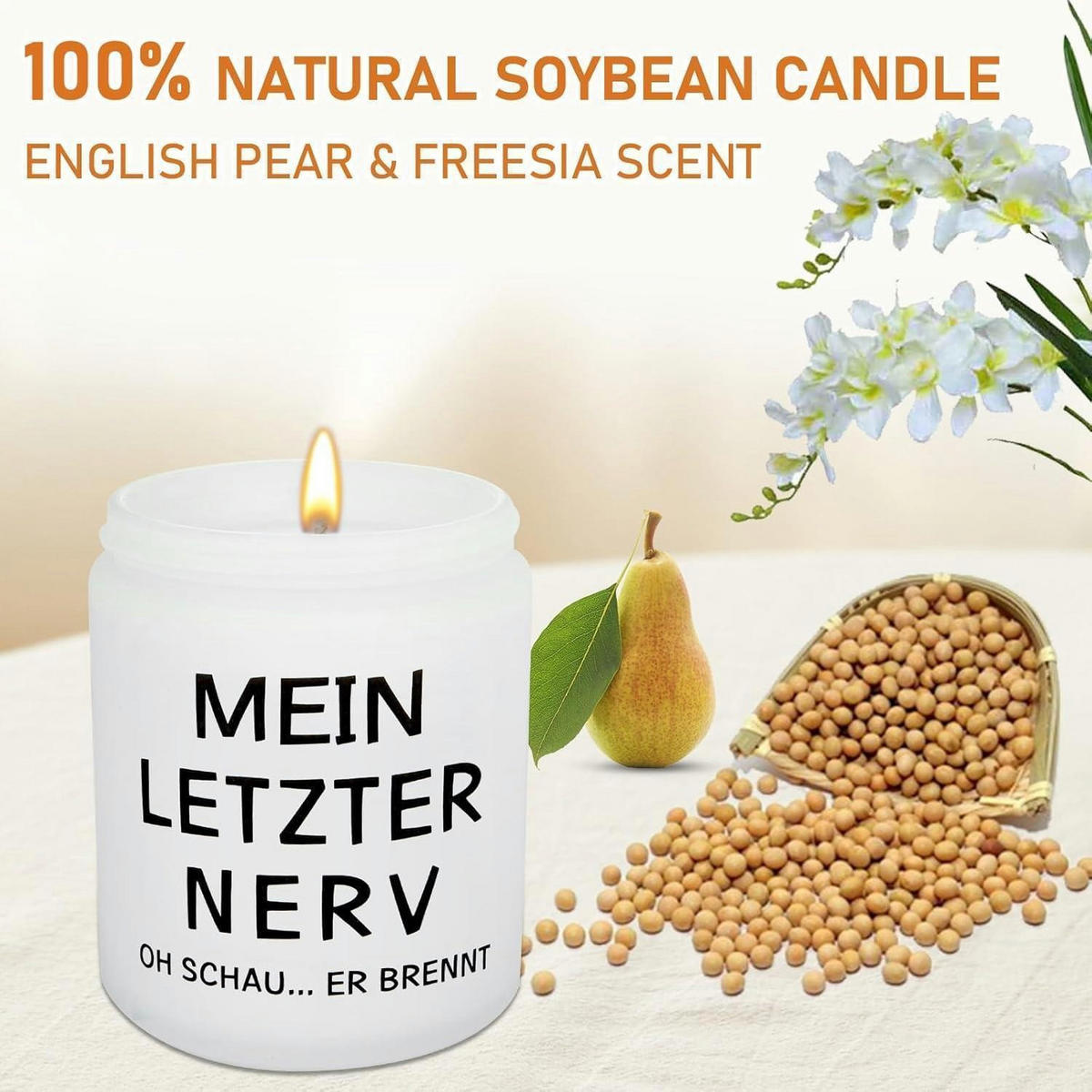 DUFTKERZE "Mein letzter Nerv" Sojawachs im Glas - Weiß, Paraffin (9.2cm)