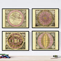 POSTER Set mit 4 Alten astronomischen Karten A3 Rahmenlos - Klar, Papier (29.7/3cm) - Nacnic