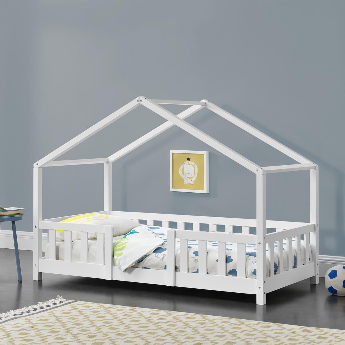 HAUSBETT Treviolo - Weiß, Holz (80/160cm) - [en.casa]