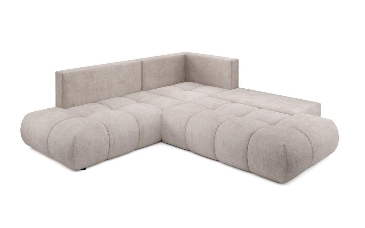 ECKSOFA DUCA II L-S Beige Chenille mit Schlaffunktion - Beige, Holz (266.5/266.5cm) - MASSENO