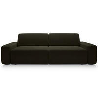3-SITZER SOFA Baleo Olivgrün Chenille-Bezug - Schwarz/Olivgrün, Kunststoff/Textil (257/82/105cm) - Selsey