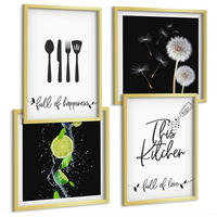 BILDER SET 4er Set - 50x50 cm & 40x60 cm Goldrahmen - Löwenzahn-Kalk-Kücheninschriften - Goldfarben, Kunststoff (50/50cm) - TULUP