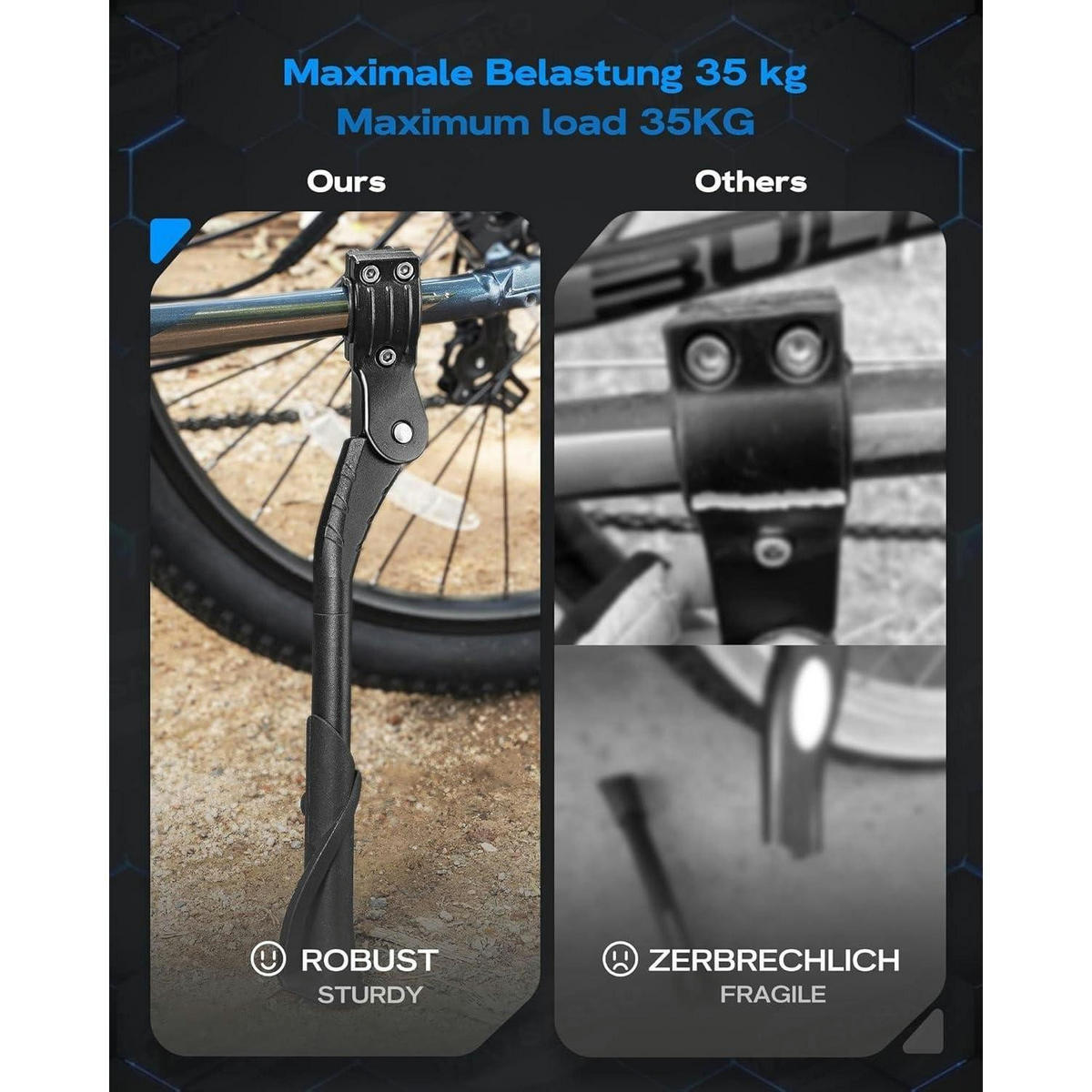 FAHRRADSTÄNDER höhenverstellbar, aus Aluminiumlegierung, schwarz - Schwarz, Metall (33.2/5/8.7cm)