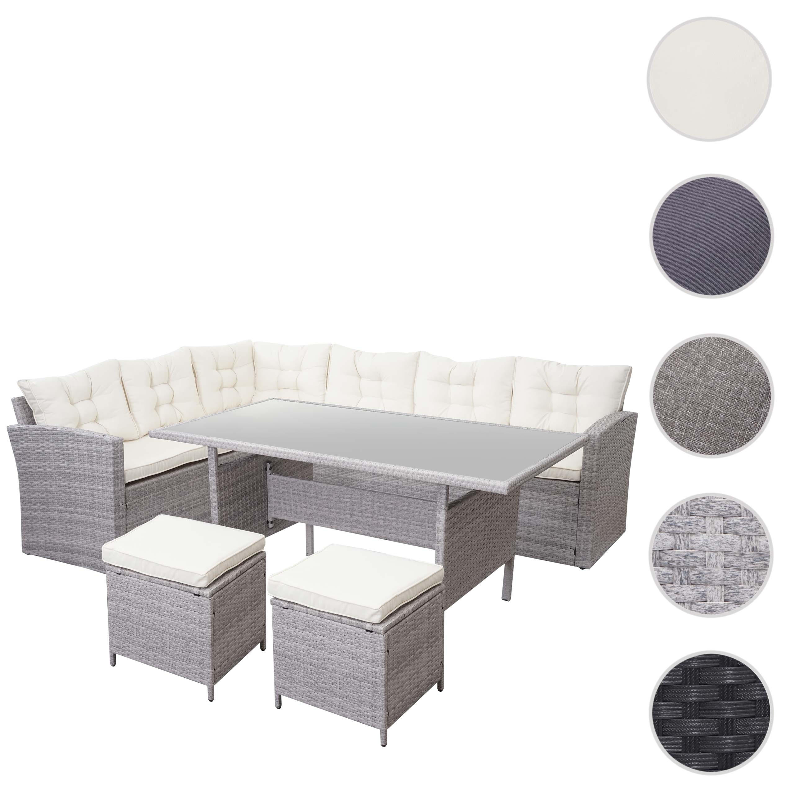 POLY-RATTAN-GARNITUR Hellgrau - Hellgrau, Kunststoff - MCW