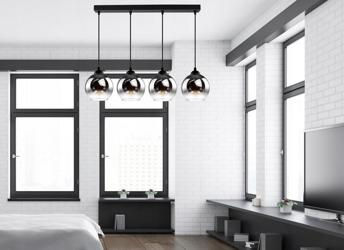 PENDELLEUCHTE MASUR - Transparent/Anthrazit, Glas/Metall (15/80/80cm) - kiki design