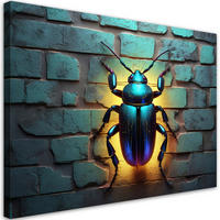WANDBILD neon insekten tiere - Gelb, Textil (60/40cm) - Feeby