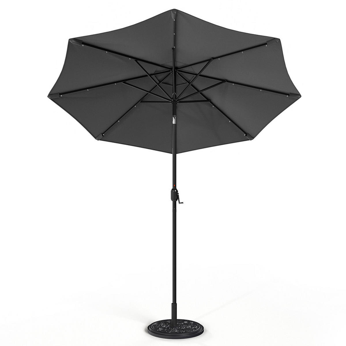 SONNENSCHIRM aus Polyester Metall und Sonnenschirmfuß aus Cement Blumenmuster 360° drehbar neigbar 60° 3 x 2.4m Ø45 × 25 cm - Schwarz, Metall (300/240cm) - Livingandhome