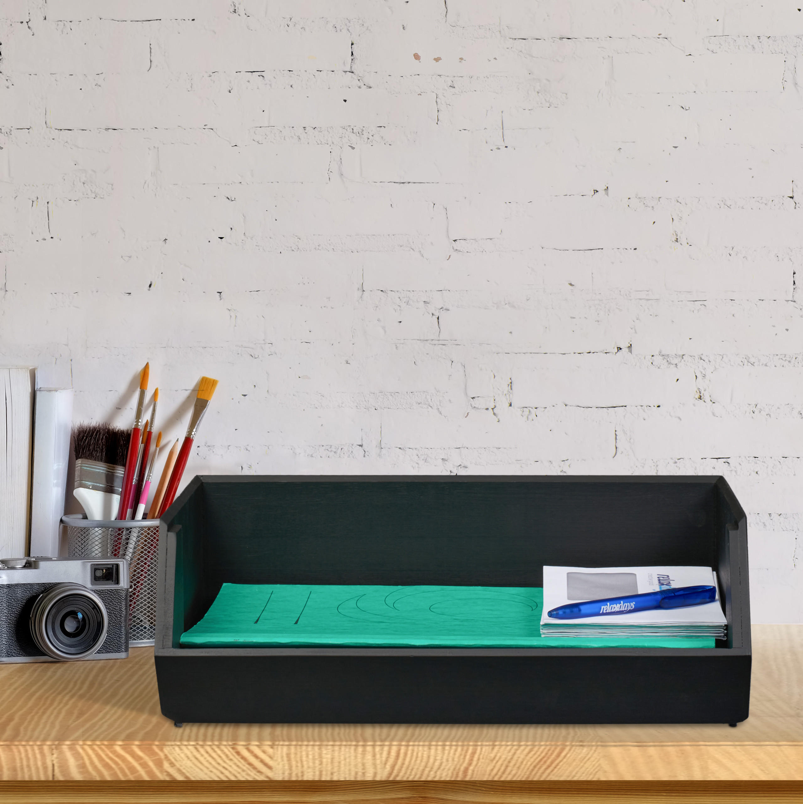 SCHREIBTISCHORGANIZER - Anthrazit, Holz (31/35/12.5cm) - Relaxdays