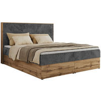 BOXBETT WOOD CLASSIC 140/200 - Grau Cord - H3 - Grau, Textil (140/200cm) - MKS