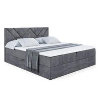 BOXBETT mit Matratze H3 und Lattenrost - BARWA - 200 x 200 Dunkelgrau - Dunkelgrau, Holzwerkstoff (200/200cm) - ALTDECOR