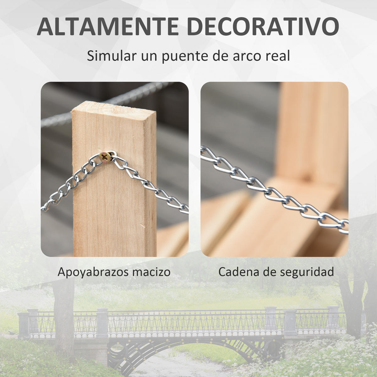 GARTENBRÜCKE,HOLZ Teichbrücke mit Handlauf,naturholz - Beige, Holz (100/32/48cm) - Vallsero