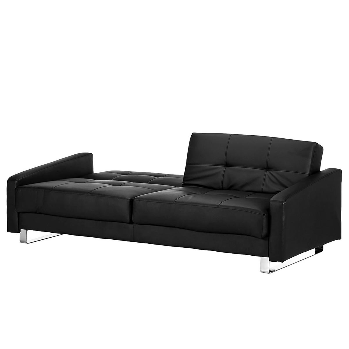SCHLAFSOFA - Kunstleder Schwarz - Schwarz, Kunststoff (216/76/99cm) - home24