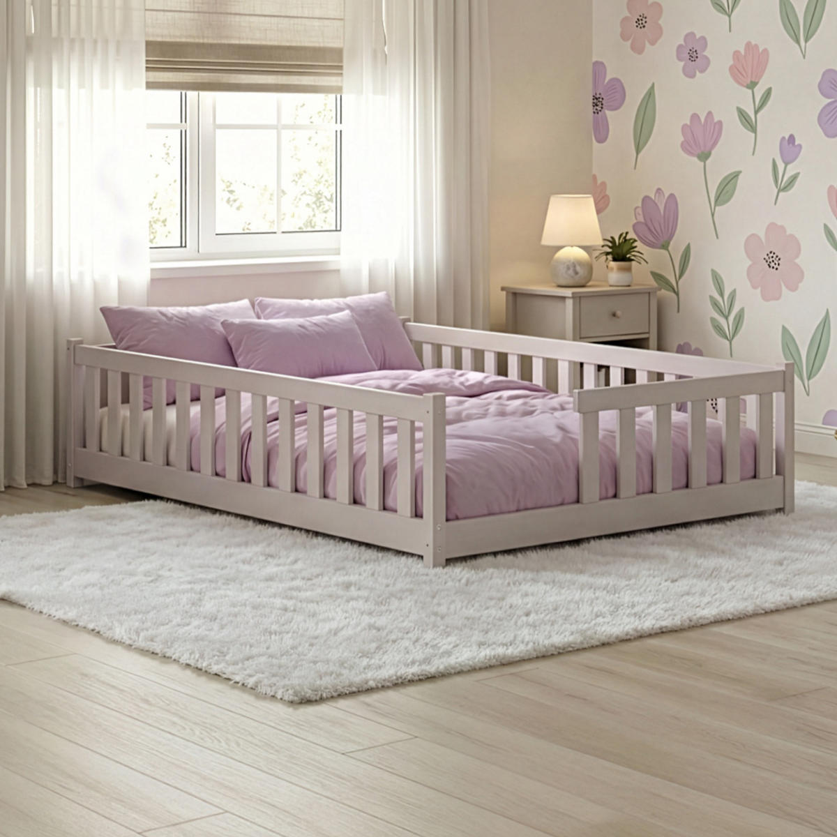 BODENBETT mit Matratze 120x200 cm in Kaschmir - Kaschmir, Holz (120/200cm) - Kids Collective