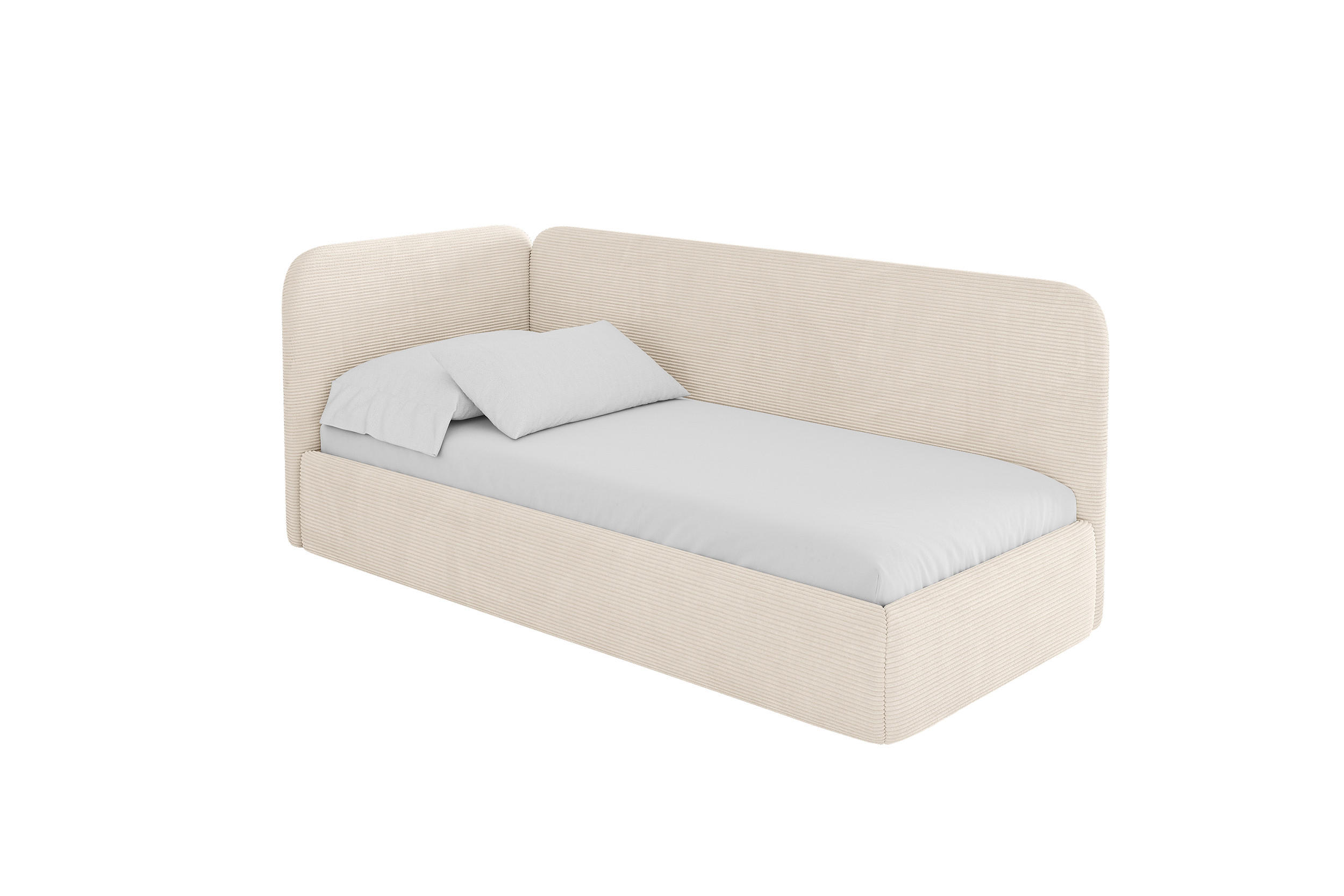 EINZELLBETT Jugendbett mit Bettkasten und Matratze H3/H4, Rechts - ELSY 90x200 Beige - Kaschmir, Holzwerkstoff/Textil (90/200cm) - ALTDECOR