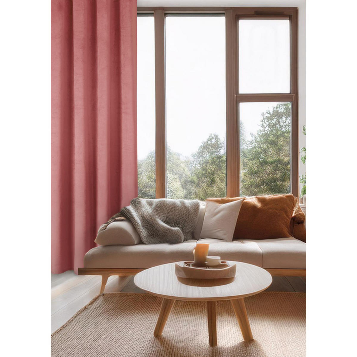 ÖSENVORHANG VELVET SIGNATURE - Rosa, Textil (140/1/250cm) - Tom Tailor