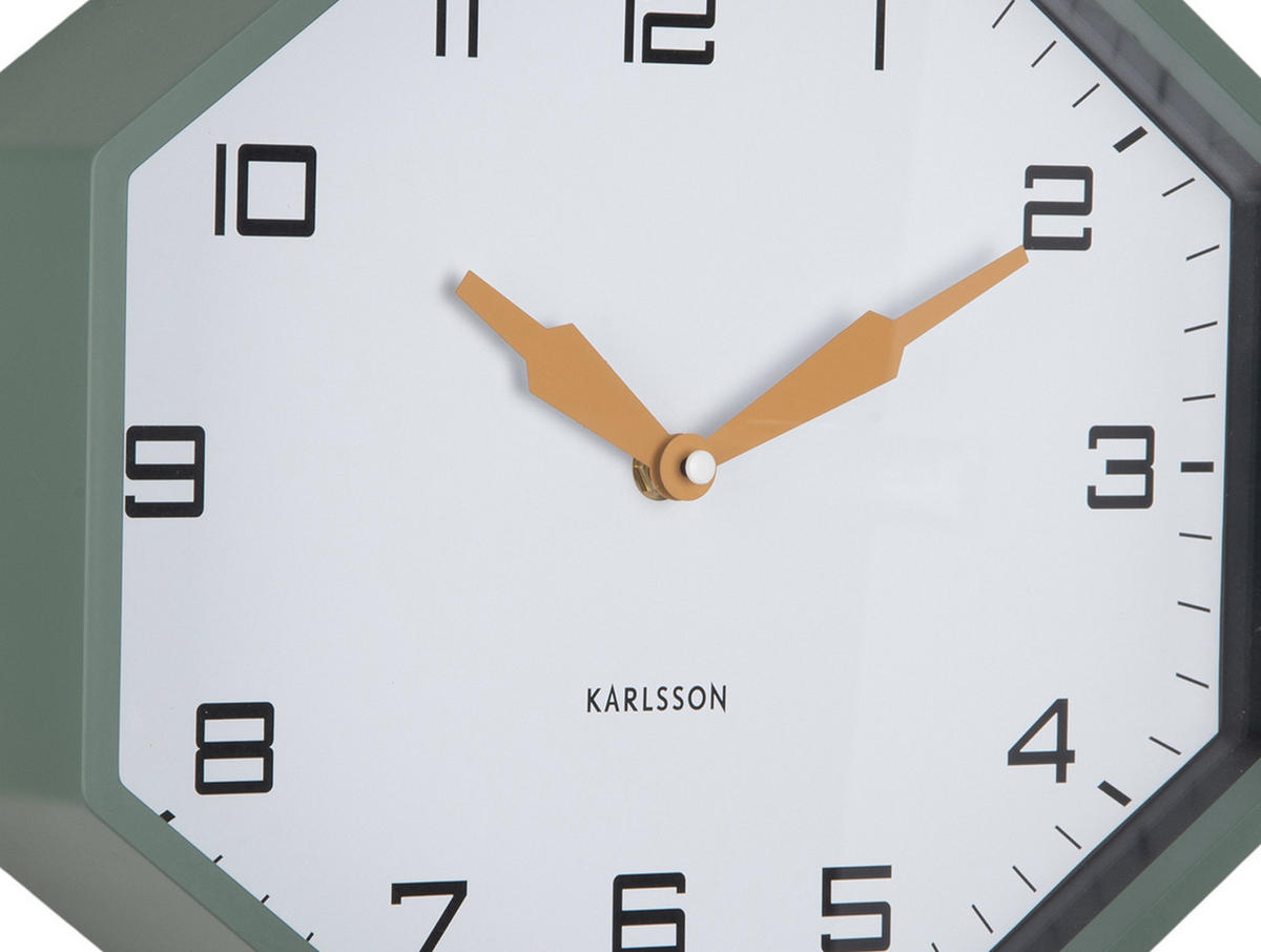WECKER Modern Factory Octagon Grün 32/32/26 cm - Grün, Kunststoff (32/26/32cm) - Karlsson