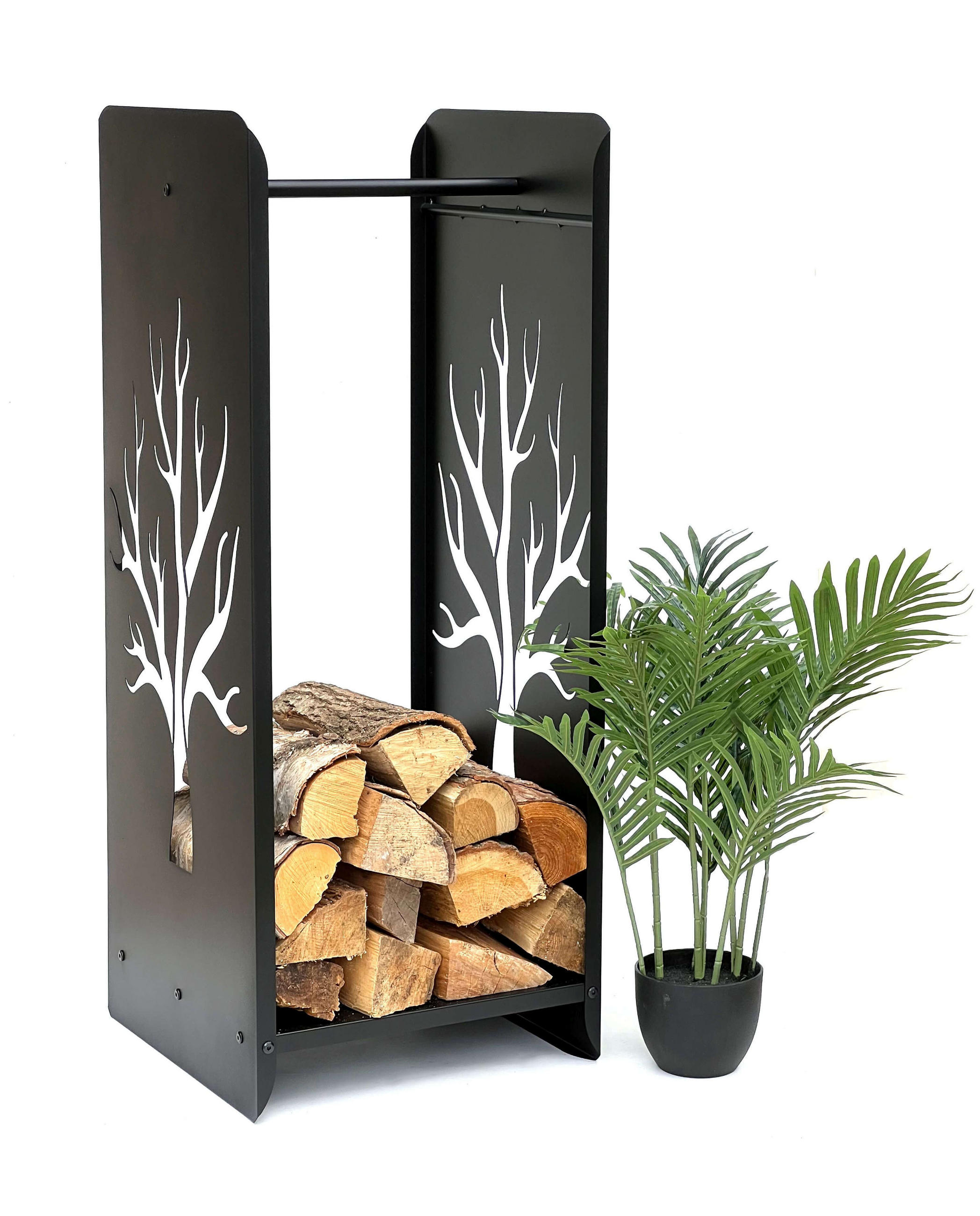 DanDiBo Kaminholzregal Schwarz 40x100x40 cm