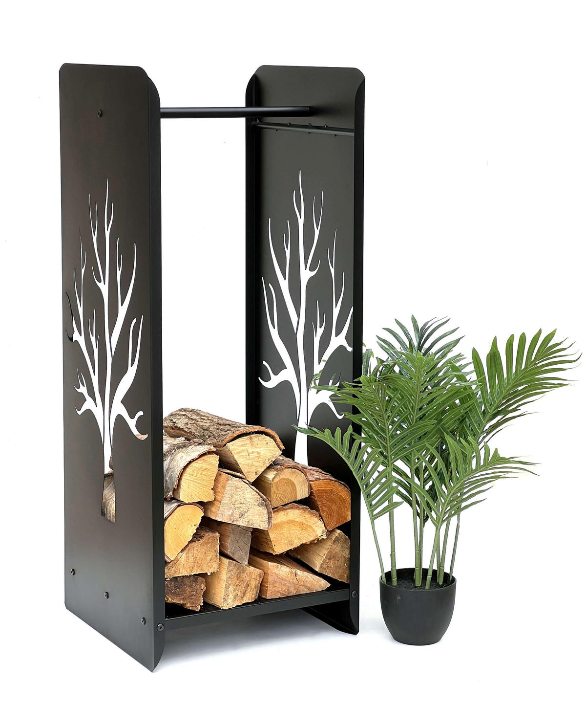 KAMINHOLZREGAL Metall Schwarz 100 cm 96428 - Schwarz, Metall (40/100/40cm) - DanDiBo