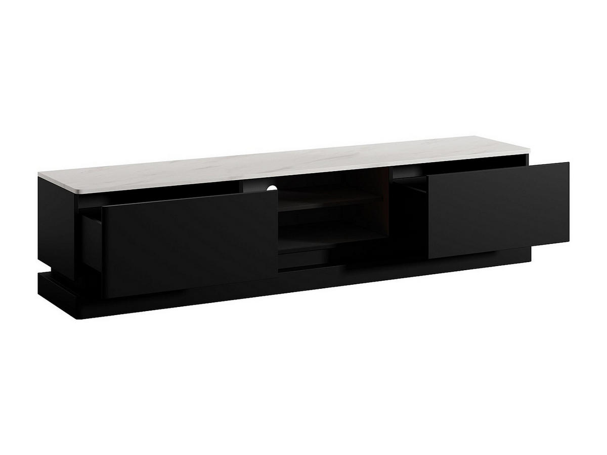 TV-BOARD - 190 cm x 40 cm - holz - schwarz, weiß Devika - Schwarz/Weiß, Holz (190/44/40cm) - Vente-Unique