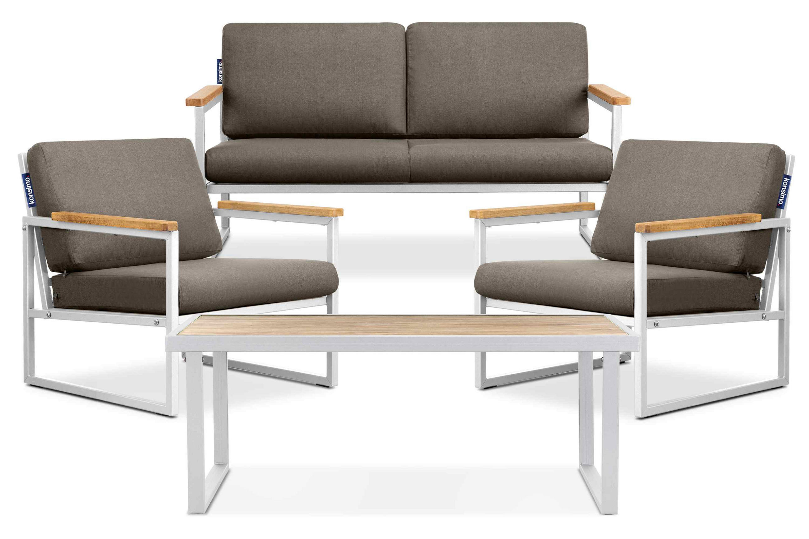GARTENSET TRIBO Industriestil für 4 Personen, weiß - Beige/Weiß, Metall - KONSIMO®